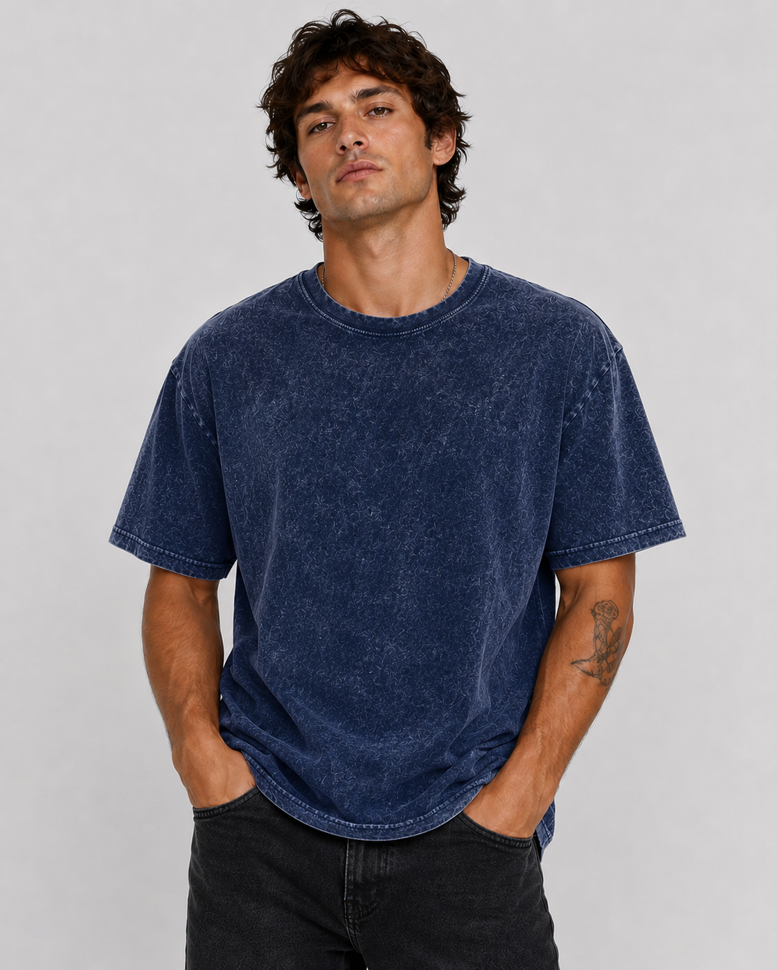 Navy acid wash Tee shirt