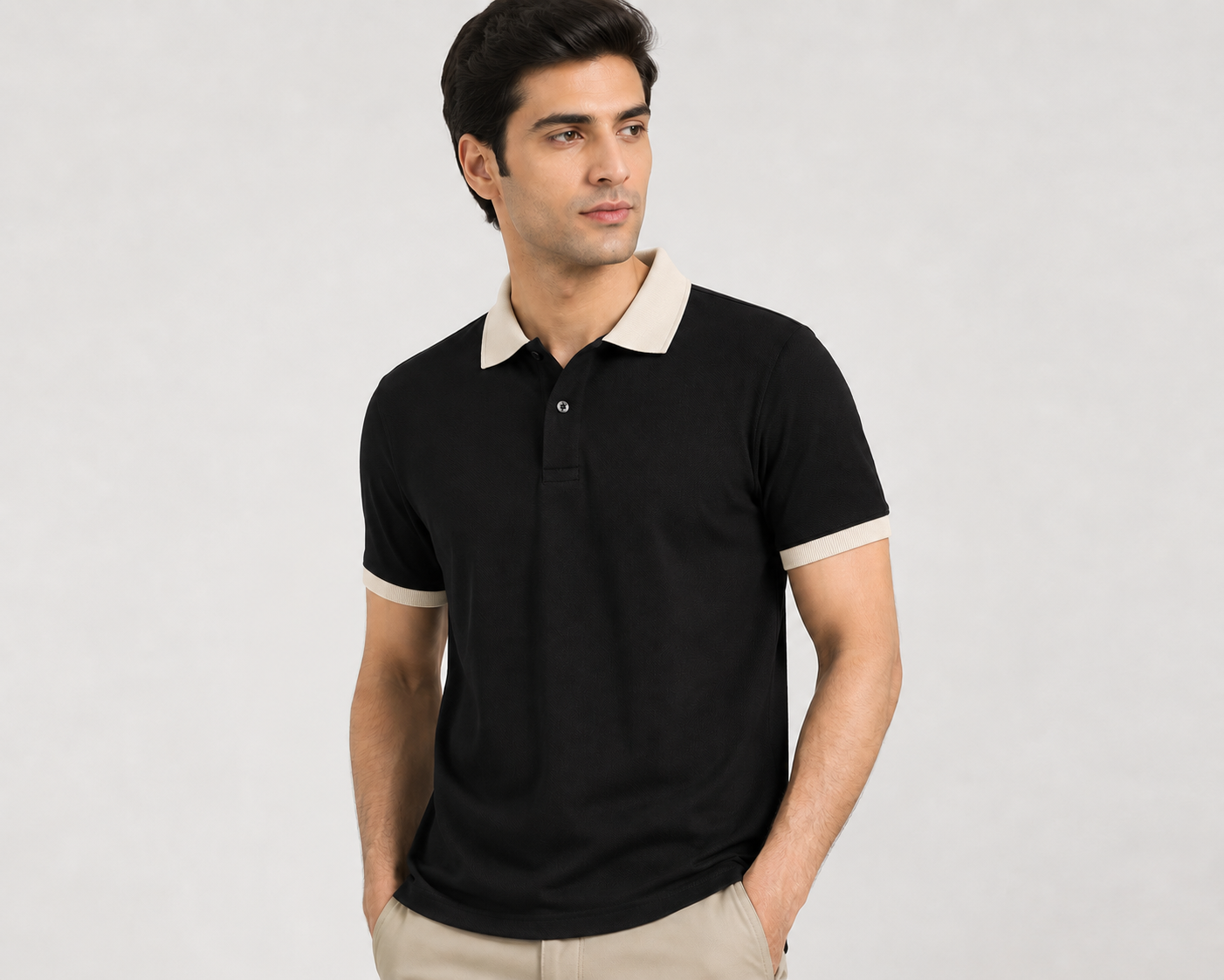 Polo black with cream