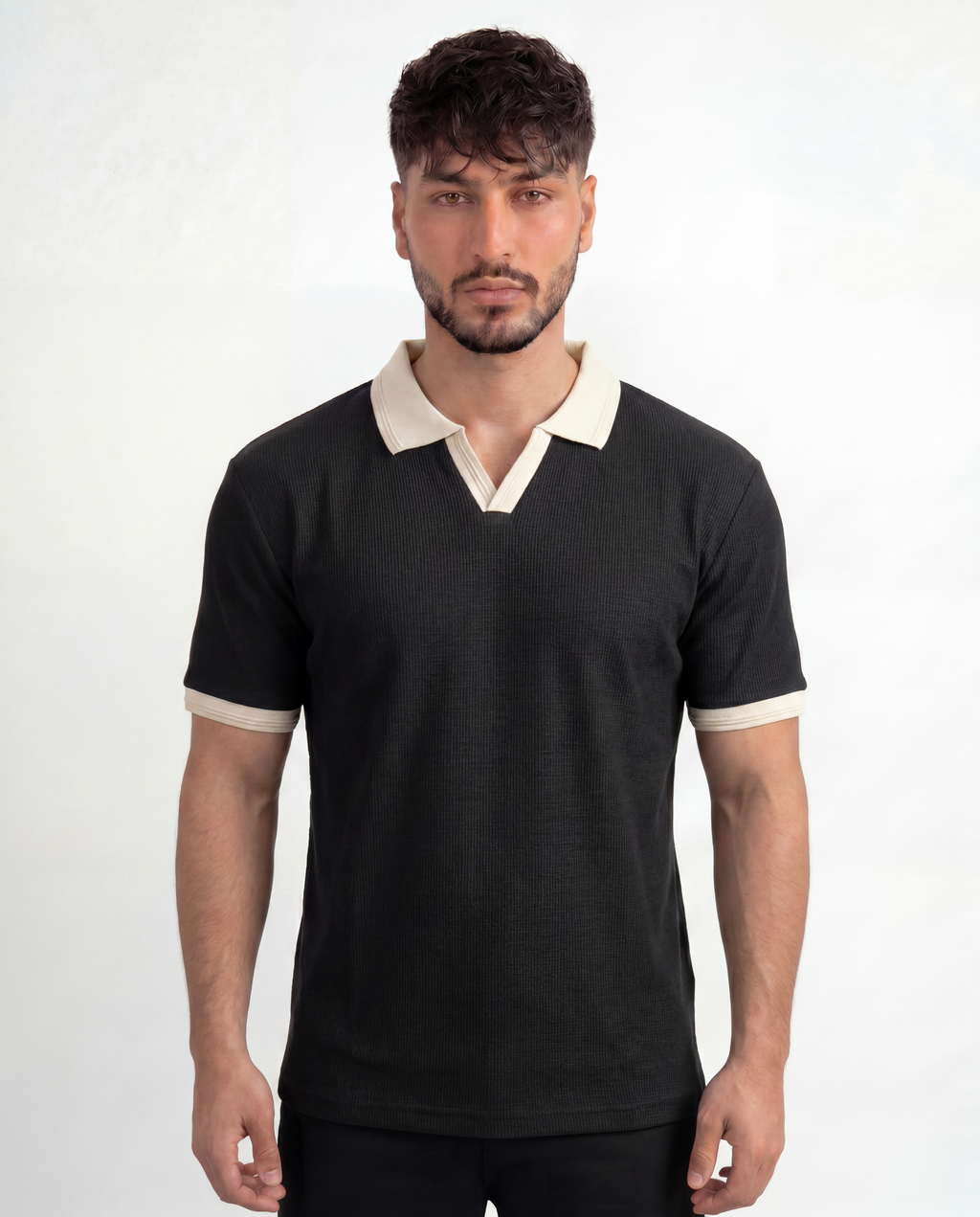 Black with Cream Signature Cotton Polo