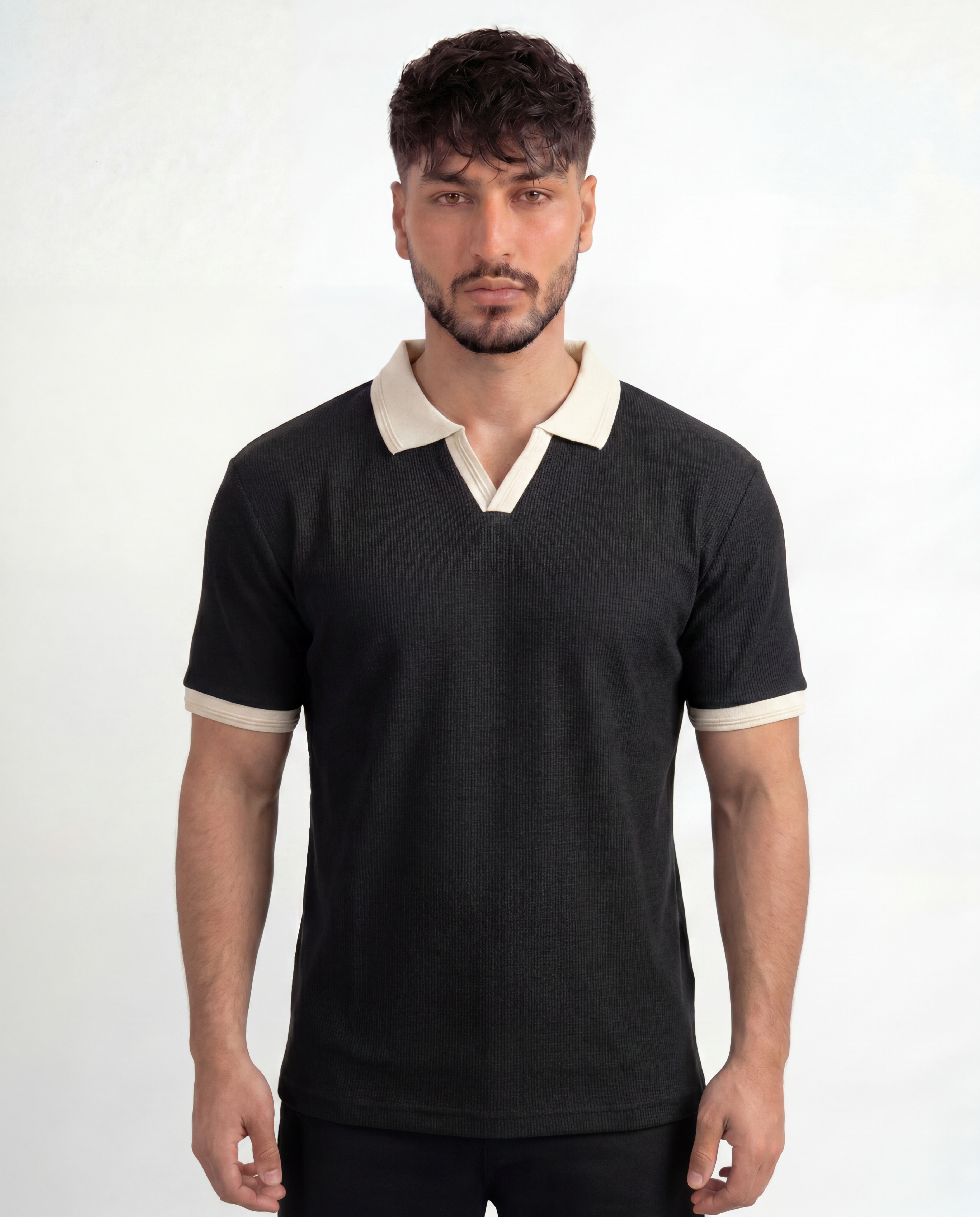 Black with Cream Signature Cotton Polo